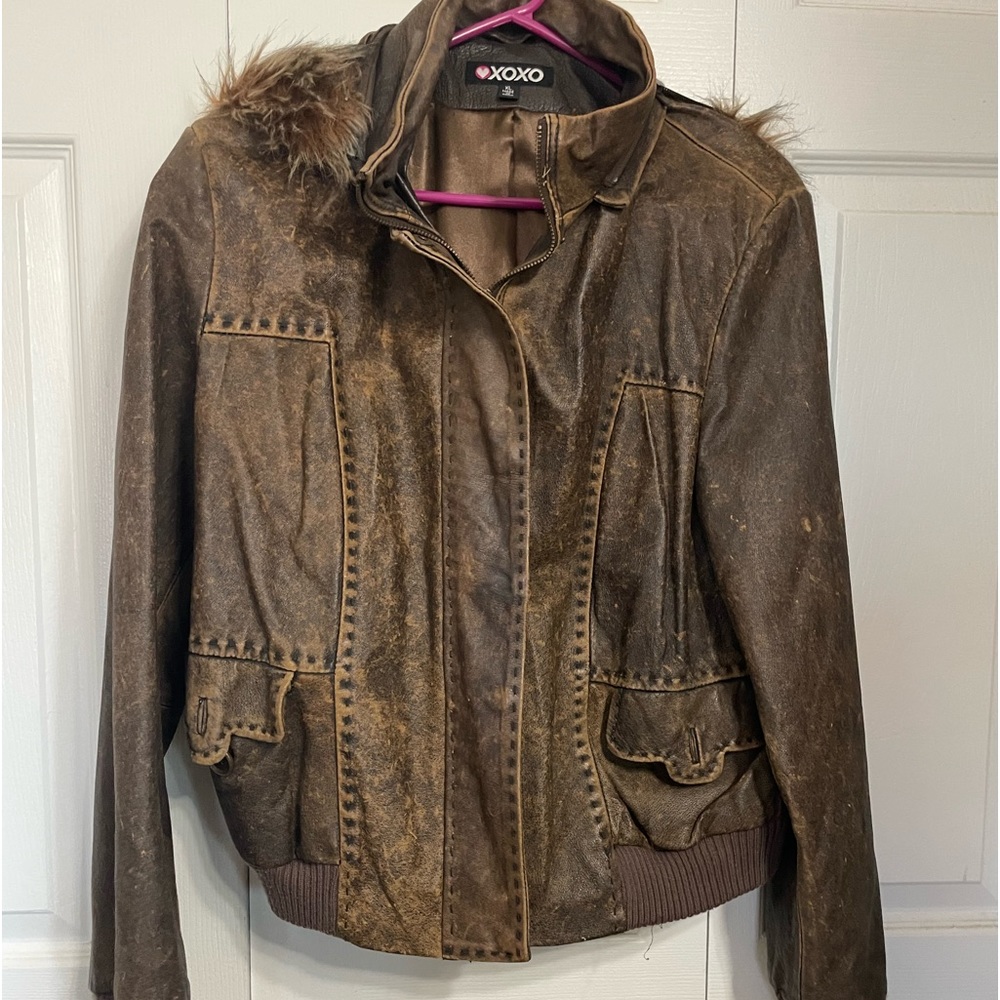 XOXOXO Brown Imitation Leather jacket